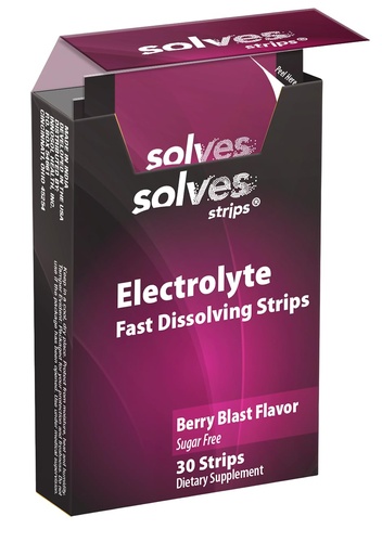 [BRSREFIOAEDW2FAZ] Solves Strips Electrolyte Strips – Fast-Acting Oral Dissolvable Hydration | Sugar-Free | Berry Blast Flavor | Travel & Gym Friendly | 30 Count Box