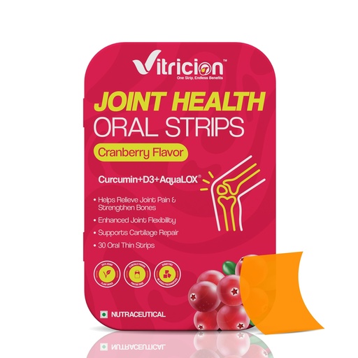 [BRSRAFIKBBYAY3QY] Joint Support Strips – 30 Strips – Fast-Dissolving Oral Supplement with Curcumin-D3 & AquaQ10 – Mobility & Flexibility Support for Men & Women – Cranberry Flavor