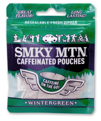 [BRSRACAPOUDRYELJ] SMOKEY MOUNTAIN Caffeinated Pouches - Wintergreen - Tobacco Free and Nicotine Free - 15 Pouches Per Pack - 1 Pack