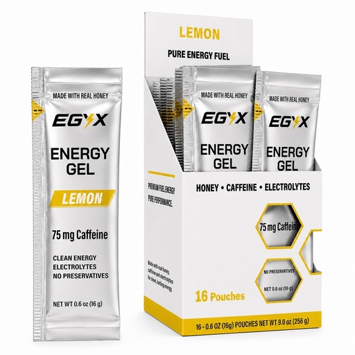 [BRSRGHYTBV6GOAL4] Honey-Based Energy Gel – 75mg Caffeine, Fast Clean Energy, Preservative-Free for Running, Workouts & Daily Use, 16 Pack (Lemon)