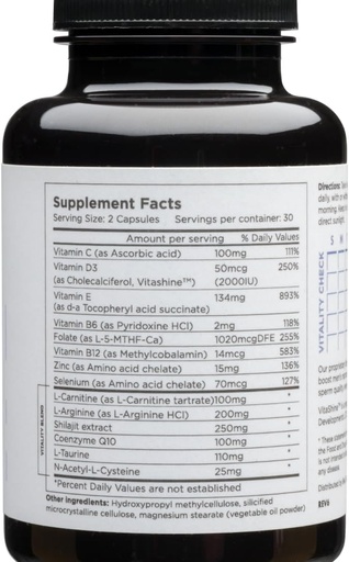 [BRSRMAIDCAHGYALV] Beli Men Prenatal Multivitamin Preconception Fertility Support, Enhanced Sperm Health, Sperm Count & Motility, Testosterone, 60 Capsules with Vitamin E, B6, B12, Zinc, Folate & CoQ10, 30-Day Supply