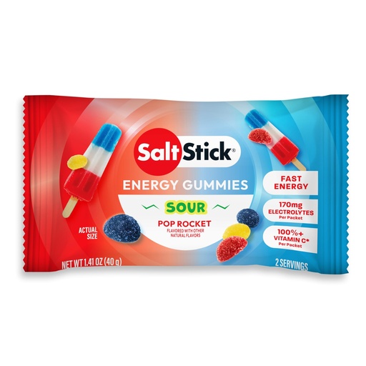 [BRSRGZYYDIMQA2QV] SaltStick Energy Gummies with Electrolytes, Sour Pop Rocket, Easy to Chew Electrolyte Gummy, Energy Chews that Taste Great, Caffeine Free - 10 Packs, 80 Gummies