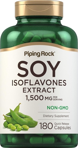 [BRSROBD5A4OWKFLU] Piping Rock Soy Isoflavones | 1500 mg | 180 Capsules | Non-GMO, Gluten Free Extract Supplement