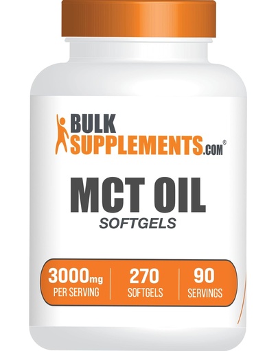 [BRSRM2YBC57BOD36] BulkSupplements.com MCT Oil Softgels - Medium Chain Triglyceride, MCT Supplement, MCT Oil 3000mg - for Energy Support, Gluten Free, 3 Softgels per Serving, 270 Count (Pack of 1)