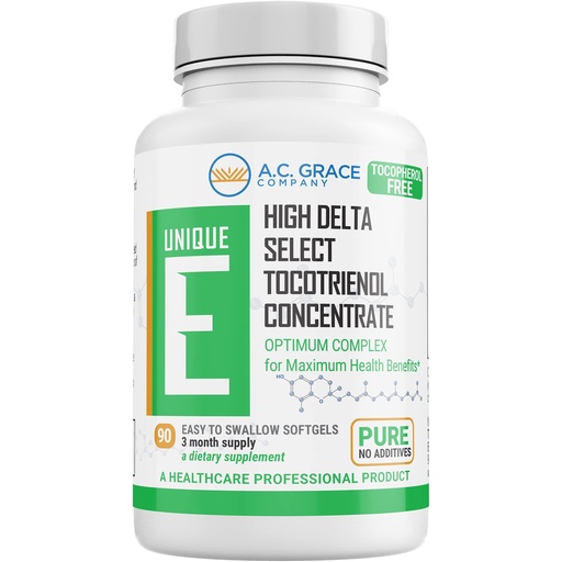 [BRSWIZT3DMAQGC3Y] UNIQUE E A.C. Grace Company, Tocotrienols - Tocopherol Free Softgels, 90 Count