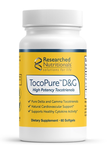 [BRSWIGQ6CMHBQFD2] Researched Nutritionals TocoPure D&G - Vitamin E Tocotrienols - Annatto Tocotrienols Antioxidant Supplement with Delta + Gamma E for Heart Health, Lipid Metabolism & Cellular Support (60 Softgels)