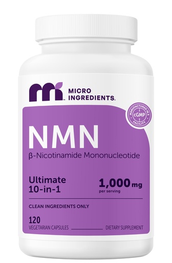 [BRSRECQDPMIA2AIZ] Micro Ingredients NMN Complex 1000mg Per Serving, 120 Veggie Capsules | 10-in-1 with Nicotinamide Mononucleotide, Resveratrol, CoQ10, Quercetin & Glutathione | NAD+ Supplement Precursor | Filler Free