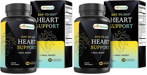 [BRSRGGQZCIAW2DYY] Best Naturals Day-to-Day Heart Health Support with Folate, Green Tea, Hawthorn, Beet Root, L-Arginine, L-Citrulline, Phytosterol, Resveratrol, CoQ10 90 Veg Capsules (Pack of 2)