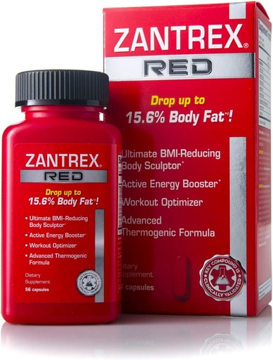 [BRSWIYIEOR6BMEDI] Zantrex Red Fat Burner & Active Energy Booster Supplement | Supports Body Sculpting, Increased Focus & Workout Performance | 56 Capsules