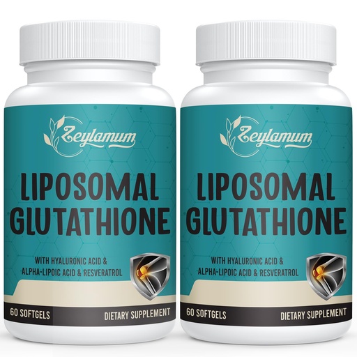 [BRSRMCT4BN4GCELF] Zeylamum 2400 MG Liposomal Glutathione Softgels, Max Absorption, Active Form L-Glutathione Reduced (GSH), with Hyaluronic Acid, Resveratrol, Master Antioxidants for Brain, Immune System, 120 Softgels
