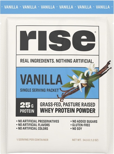 [BRSREZA7CQPWGHQU] Rise Grass-Fed Whey Protein Powder - Vanilla | 25g Protein No Artificial Flavors, Colors, or Preservatives - Sugar Free, Gluten-Free, Soy Free (Single Serving, 1 Pack)