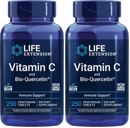 [BRSRGGQKOUIBAEY2] Life Extension Vitamin C and Bio-Quercetin®,Cardiovascular Health Supplement,Immune Support,Highly absorbable,quercetin,Vitamin C,Gluten Free,Non-GMO,Vegetarian,250 Tablets,(Pack of 2)