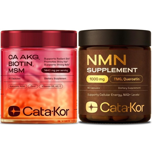 [BRSRGA34PMGQO3LH] Cata-Kor NMN Supplement 1000mg & Calcium AKG Complex - NAD+ Supporing Supplement with TMG, Quercetin & MSM, Hyaluronic Acid & Biotin Collagen Support Beauty Complex
