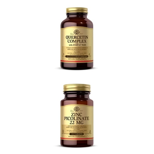 [BRSW2AD6CEIAODI3] Solgar Quercetin Complex with Ester-C Plus, 100 Vegetable Capsules - 50 Servings -Supports Immune Health Zinc Picolinate 22 mg, 100 Tablets - Promotes Healthy Skin