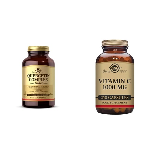 [BRSW2AD6CF7GY2DG] Solgar Quercetin Complex with Ester-C Plus, 100 Vegetable Capsules - 50 Servings - Supports Immune Health Vitamin C 1000 mg, 250 Vegetable Capsules - Overall Health