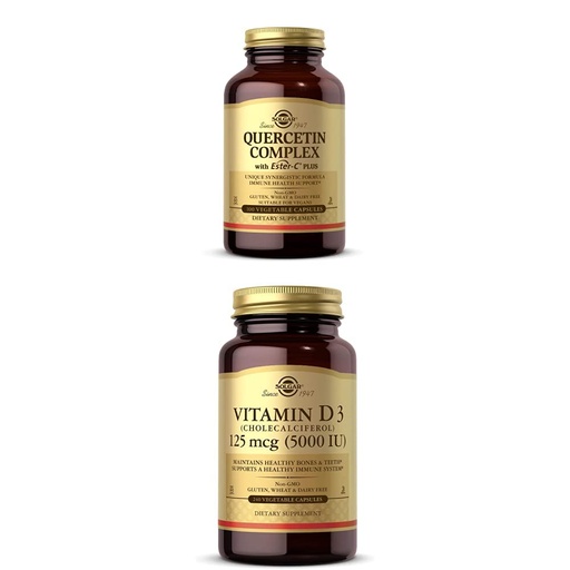[BRSW2AD6CN6RY2Y2] Solgar Quercetin Complex with Ester-C Plus, 100 Vegetable Capsules - 50 Servings - Immune Health Vitamin D3 (Cholecalciferol) 125 mcg (5,000 IU) Vegetable Capsules - 240 Count