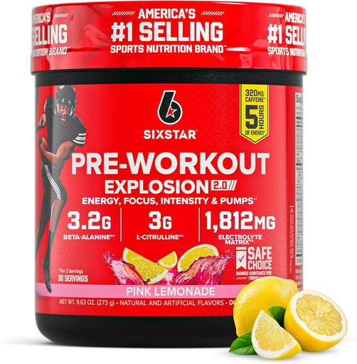 [BRSROH3QCV4GM3I7] Six Star Pre-Workout Powder for Men & Women, Pink Lemonade (30 Servings) - Preworkout Explosion 2.0 Energy Powder Drink Mix with Beta-Alanine & Caffeine - Sports Nutrition Supplement Products