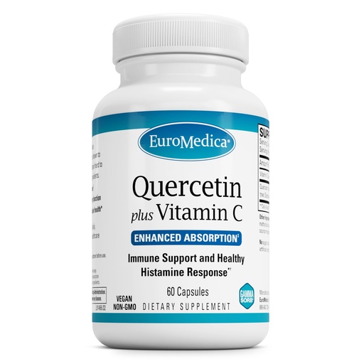 [BRSRMCAROF6QIDTH] EuroMedica Quercetin Plus Vitamin C - Supports Healthy Histamine Response & Respiratory Health - Dietary Supplement for Immune Function Support & Cellular Health - 60 Capsules (60 Servings)