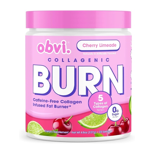 [BRSRAHA5BUCGGCLK] Obvi Collagenic Burn Powder | Collagen Peptide Blend with GBB, Ashwagandha & Green Coffee | Boosts Metabolism, Energy, and Wellness | Supports Skin, Hair, Nails, Joints | Cherry Limeade 25 Servings