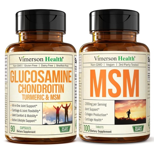 [BRSRACQFAAFBUG3K] Glucosamine Chondroitin MSM Joint Support Supplement & High Potency MSM Supplement (2000mg per Serving) for Cartilage & Joint Health