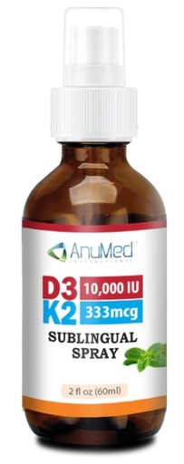 [BRSROHQOCIDRQELP] Vitamin D3 K2 10,000 IU Liquid Spray with Organic MCT Oil, Vitamin A (Retinol) 1250mcg, K2 (MK4,MK7) Promotes Heart, Bones, Immune System. 100% Vegan, Non-GMO, Gluten-Free, No Sugar Added (2oz)