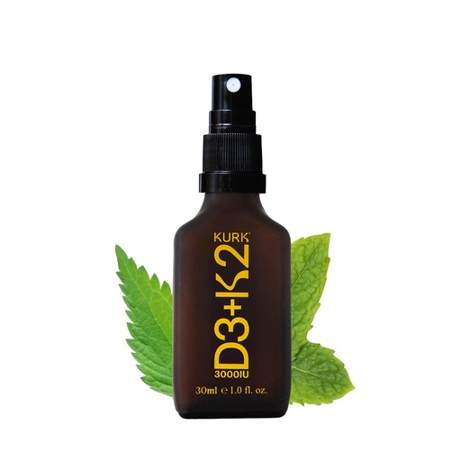 [BRSRAZIDC4FAMCAZ] Kurk Vegan Vitamin D3 K2 Spray for Everyday Wellness, Delivers K2 MK-7 Vitamin Supplement and 3000IU D3 for Adults, Plant Based with Natural Ingredients, Refreshing Mint Taste (1 Fl Oz)
