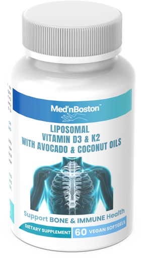 [BRSREGQNAANAMCT2] Med'nBoston Liposomal Vitamin D3 10,000 IU & K2 250 mcg - 60 Vegan Softgels