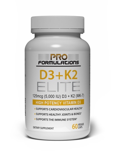 [BRSWGFAEOQDROHIZ] Pro Formulations MD D3 + K2 Elite – Vitamin D3 + Vitamin K2 – 60 Day Supply – High-Potency, Bioavailable MK-7
