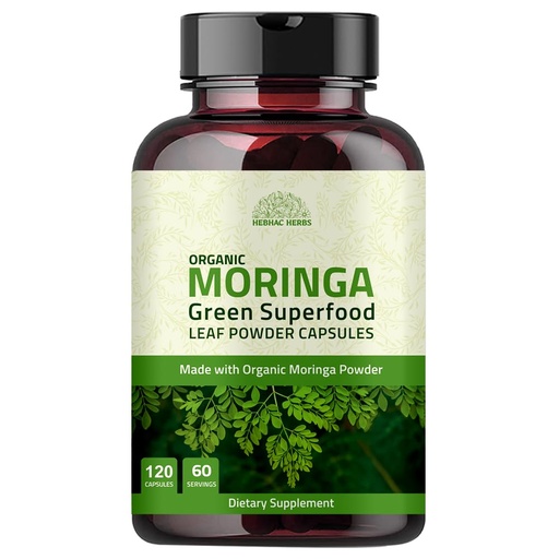 [BRSWYCQHCQIGMCL2] Organic Moringa Capsules 120 Capsules 1000mg – Metabolism, & Immune Support Nutrient-Rich superfood | Non GMO and Gluten Free