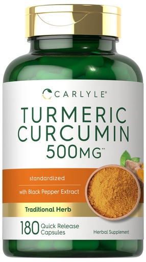 [BRSW2CT3OB5AAELB] Carlyle Turmeric Curcumin Supplement | 180 Capsules | with Black Pepper Extract | Non-GMO & Gluten Free