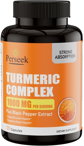 [BRSRECALBEMWKHY7] Turmeric Curcumin Supplement, 1000mg Turmeric Supplement, Premium Organic Turmeric Root & Black Pepper Extract for Ultra Absorption, Joint Support - Vegan, Non-GMO, 120 Capsules, 60-Day Supply
