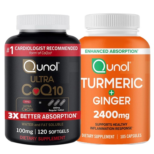[BRSROEI2CQIB62AY] Qunol CoQ10 & Turmeric: Ultra CoQ10 100mg, 120 Softgels & Turmeric Curcumin, 2400mg, 105 Capsules