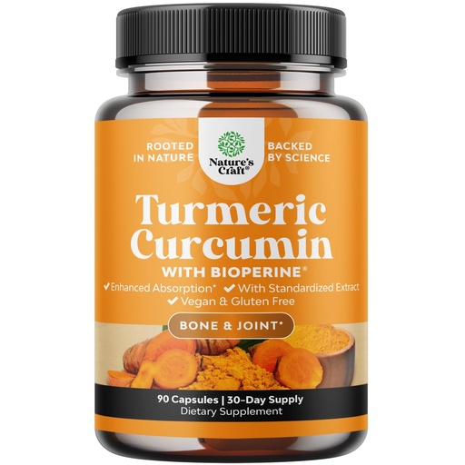 [BRSWKFADOUEGIYA5] Turmeric Curcumin with Black Pepper Extract - Joint Health Turmeric Supplement with 95% Curcuminoids - Daily Joint Support Supplement with Turmeric and Bioperine for Enhanced Absorption - 90 Count