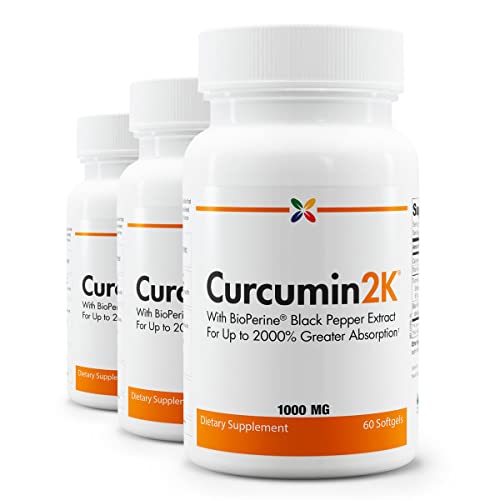 [BRSWGGABCUNGYDLG] Stop Aging Now - Curcumin2K Formula with Bioperine - Brain & Heart Health, Antioxidants & Joint Health Support - Turmeric & Black Pepper Extract - 60 Vcaps (3 Bottle Multi-Pack)