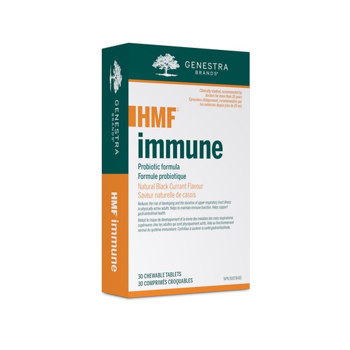 [BRSWGHA3CAPRUYI3] Genestra Brands HMF Immune | Probiotic Supplement | 30 Chewable Tablets | Natural Black Currant Flavor