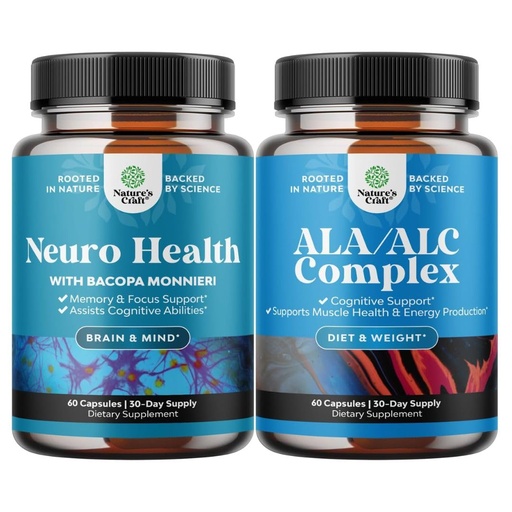 [BRSRECY3OBYWGHT7] Bundle of Nootropic Brain Supplement for Memory & Focus with Bacopa Monnieri VIT A B6 Riboflavin Niacin Thiamin Folate and Pure Alpha Lipoic Acid Supplement - Acetyl L-Carnitine - ALA ALC Amino Acids
