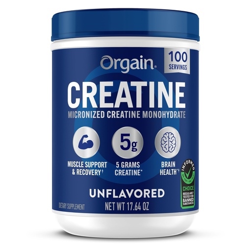 [BRSRABIOBZ6A4AL4] Orgain Creatine Monohydrate Micronized Powder, 100 Servings, Unflavored, Supports Muscle Growth, Post Workout Recovery and Brain Health, No Artificial Additives, for Men & Women (Packaging May Vary)
