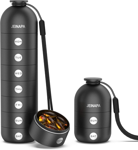 [BRSRMAY6CV5GO3LJ] Pillen Organisator 7 Dag, aluminium dagelijkse pil Box, Weekly reizen pil geval, schattige pil houder om vitamines te houden, geneesmiddelen, pillen, supplementen