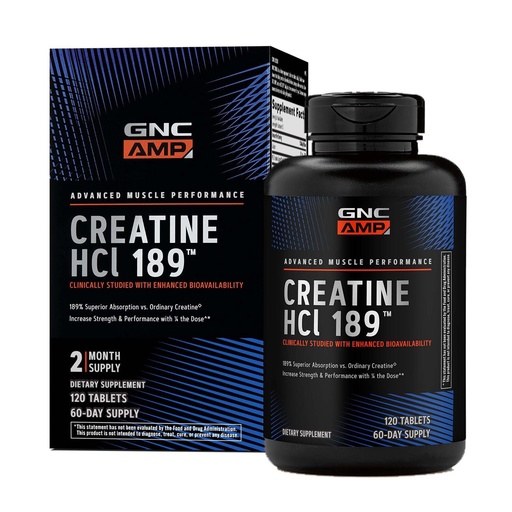 [BRSWGEDYOECRYDTB] GNC AMP Creatine HCl 189 Pills, Clinically Proven Strength & Muscle Builder, Athletic Performance, Energy Production, Recovery Supplement, Fast Absorbing, Gluten Free Formula, 60 Servings