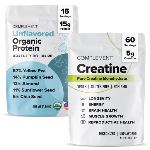 [BRSRAZA2OIHBUEQU] Complement Unflavored Protein & Creatine Bundle – Plant-Based Protein Powder and Creatine Monohydrate for Enhanced Muscle Performance