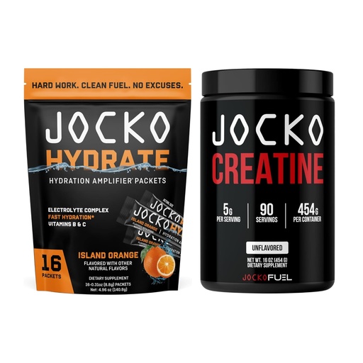 [BRSREHY7BN4B4E3X] Jocko Fuel Hydrate Electrolyte Island Orange + Creatine Monohydrate Powder 90 Servings