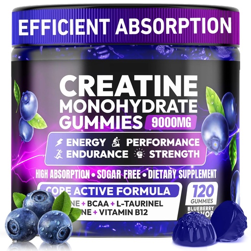 [BRSRE2QLBABBQEYV] Creatine Gummies Monohydrate Complex for Men & Women, Creatine Pre-Workout for Enhance Muscle Strength Recovery Cognitive Health & Memory, 120 Gummies Sugar Free Vegan Non-GMO