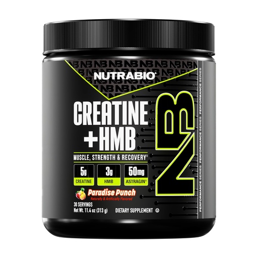 [BRSREBQTDN7QEYLL] NutraBio Creatine + HMB- Creatine Monohydrate with HMB Powder for Muscle Growth, Increased Strength- 30 Servings (Paradise Punch)
