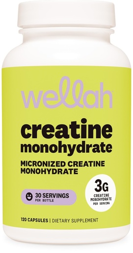 [BRSREEI7BMPGKC35] Wellah Creatine Monohydrate Capsules (3000 mg) 120 Capsules - Micronized Creatine, 30 Servings