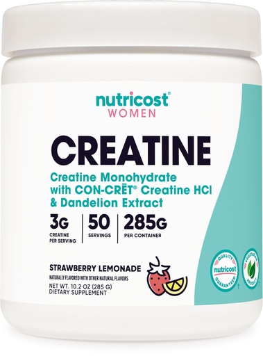 [BRSW2CQDAEOWCHTK] Nutricost Creatine Monohydrate Powder for Women, Micronized, Strawberry Lemonade, 50 Servings - Vegetarian, Non-GMO, Gluten Free