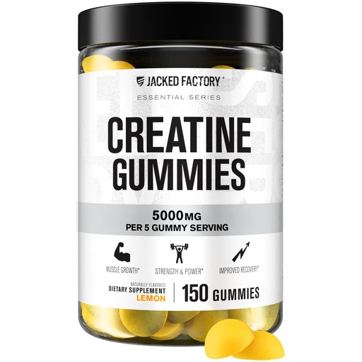 [BRSRACANPMMRAHQZ] Jacked Factory Creatine Gummies 5g Daily Dose (1g per Gummy) - Creatine Gummy for Men and Women, Vegan-Friendly, Travel-Friendly, Third-Party Tested - 150 Gummies, Lemon