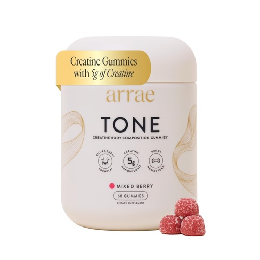 [BRSRAAIYPIPRGDI4] Arrae Tone Gummies – Creatine Monohydrate for Women – Support Lean Muscle, Strength & Recovery – Mixed Berry Flavor – 60 Count