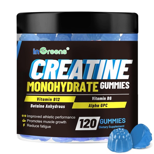 [BRSROCAKC57W2HTA] inGreens 6g Creatine Gummies – High-Strength Creatine Monohydrate Chews for Men & Women – Sugar Free Workout Supplement for Muscle Support, Strength, Energy & Recovery – 120 Count