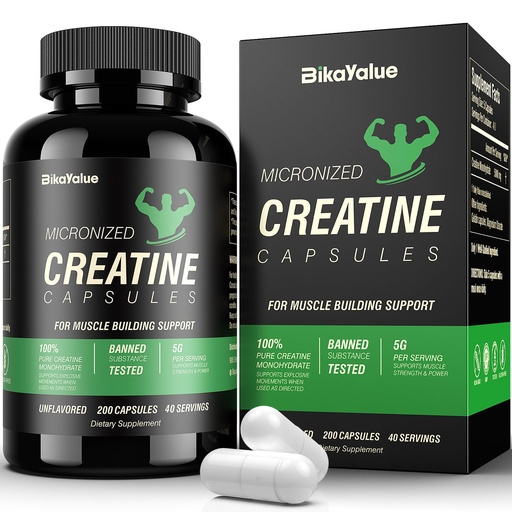 [BRSREAT5BN7BO2DL] Creatine Monohydrate, 5000mg (5 Capsules) Per Serving, Creatine Capsules (40 Servings) for Supports Strength, Lean Muscle, Power Output & Workout Performance – Gluten Free, for Men & Women