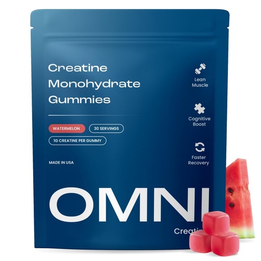 [BRSREZIDOUGQK2D3] Creatine Monohydrate Gummies - Supports Muscle Growth, Recovery & Brain Function - Convenient & Easy to Take - Great Tasting Watermelon Flavor - 1g per Gummy, Low Sugar - 90 Count
